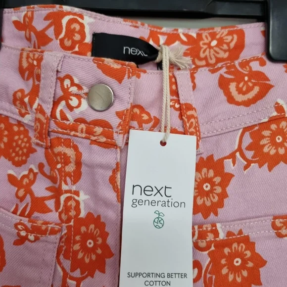 Next lilac/orange floral shortsSz uk 10 Bnwt - Picture 4 of 5
